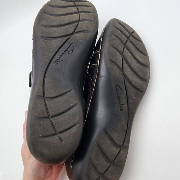 Clarks Bendables Ashland Spin Q Shoes Size 11 Black Leather Comfort Closed Toe - Picture 9 of 13